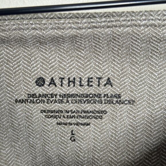 ATHLETA Delancey Herringbone Flare Pants Bluff Grey Tan Taupe Sz L {VV38} - Picture 4 of 4